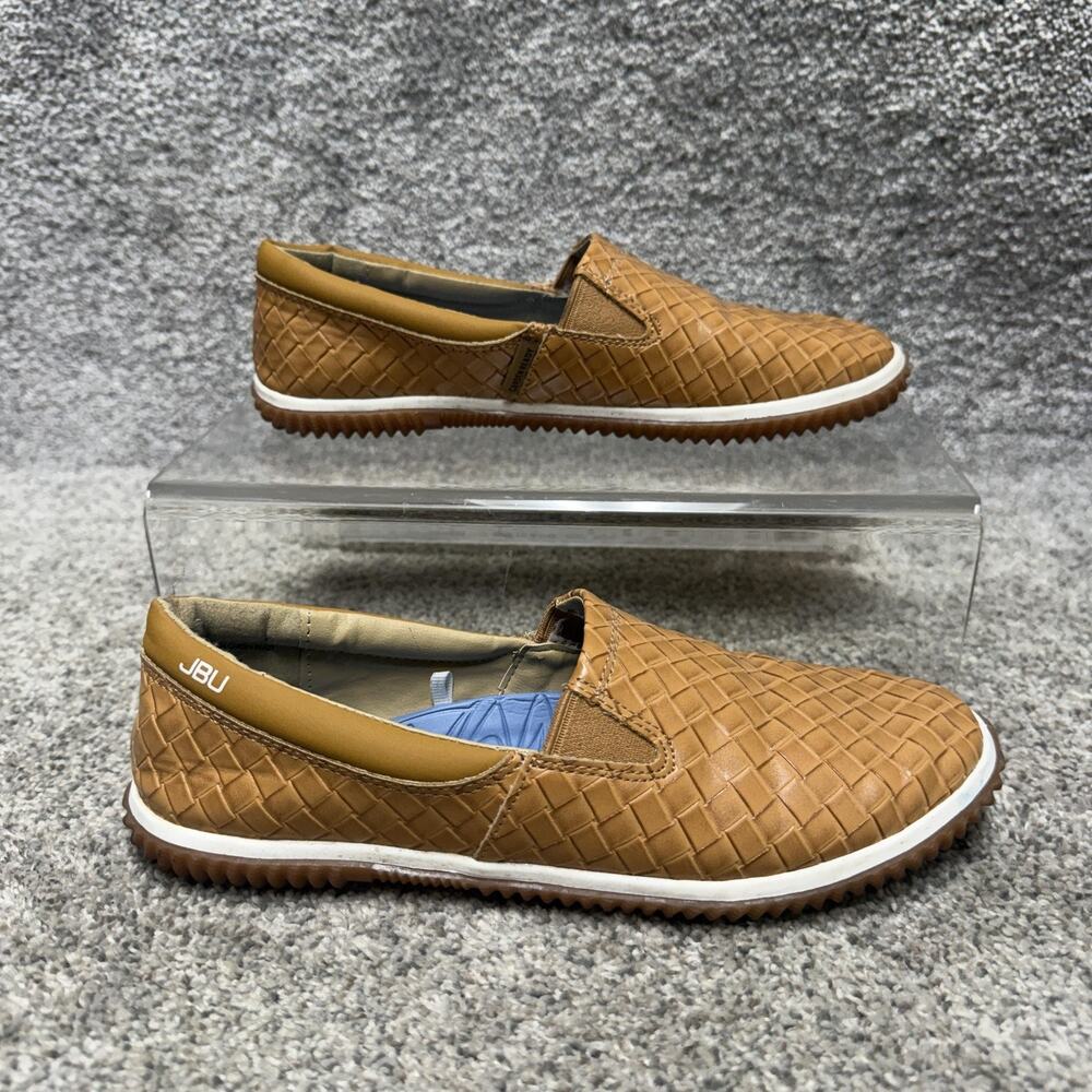 JBU Petra Garden Ready Shoes Womens Size 7 Brown Woven Slip On Flats Cushioned